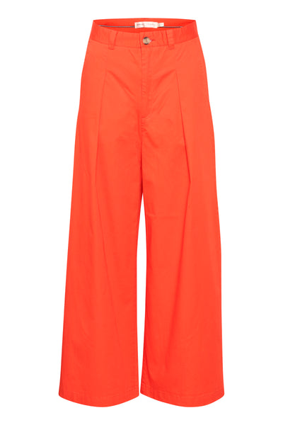 YY In Wear Posy Wide Leg Trousers, Cherry Tomato HOLIDAY BOX 2 - Flax In Bloom