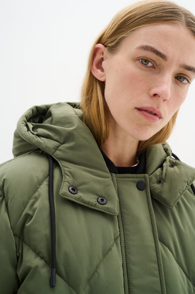 In Wear Luisa Long Puffa Coat, Beetle Green