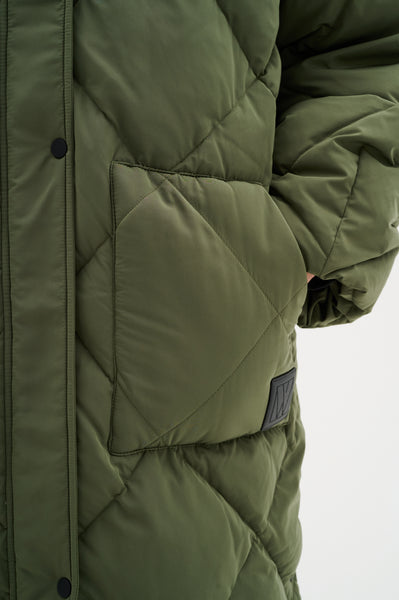 In Wear Luisa Long Puffa Coat, Beetle Green