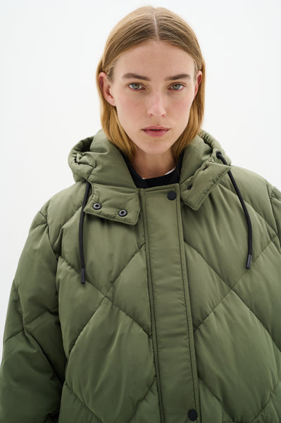 In Wear Luisa Long Puffa Coat, Beetle Green