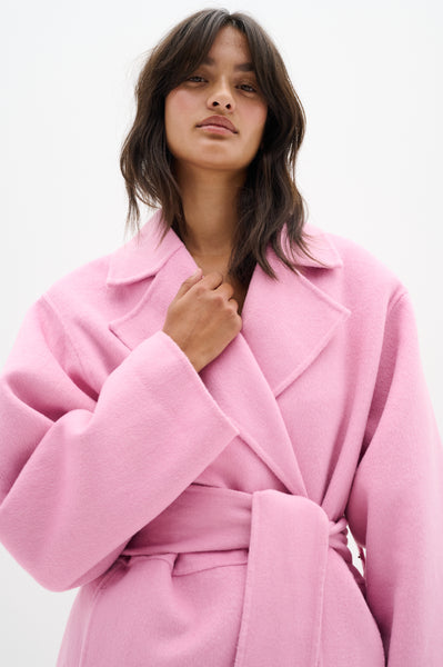 In Wear Tilla Belted Wool Coat, Cashmere Rose