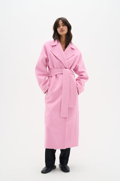 In Wear Tilla Belted Wool Coat, Cashmere Rose