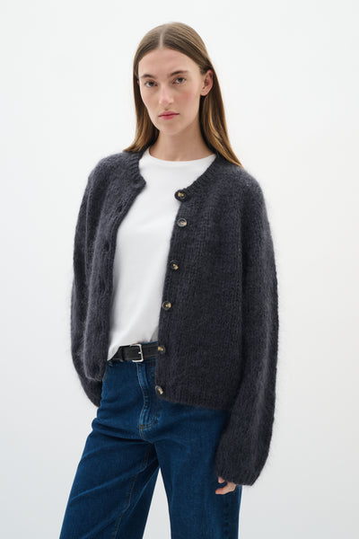 In Wear Jetra Cardigan, Dark Grey Melange