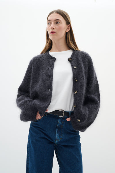 In Wear Jetra Cardigan, Dark Grey Melange