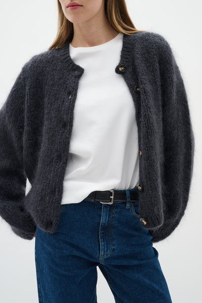 In Wear Jetra Cardigan, Dark Grey Melange