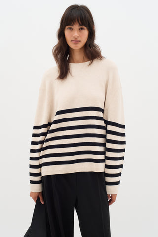 In Wear Kaylla Cotton Pullover, Haze Melange With Black Stripe