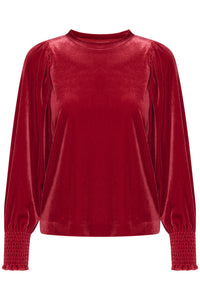 In Wear Oriella Velvet Top, True Red