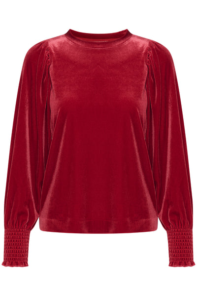 In Wear Oriella Velvet Top, True Red