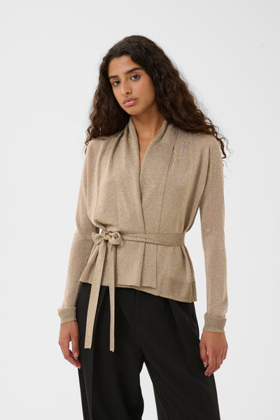 In Wear Thani Glitter Cardigan, Dull Gold