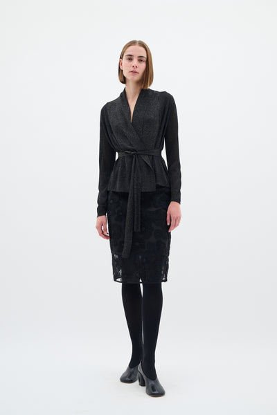 In Wear Thani Fine Knit Cardigan, Black Metallic