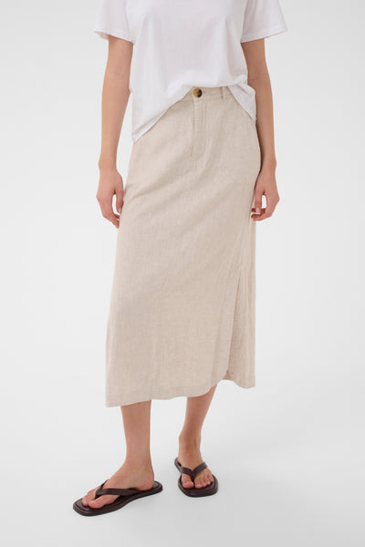 In Wear Rimone Linen Blend Skirt, Ecru