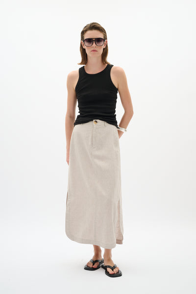 In Wear Rimone Linen Blend Skirt, Ecru