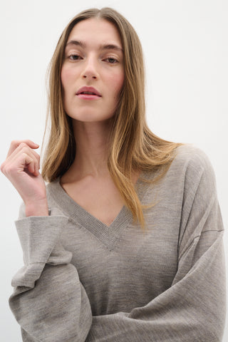 In Wear Gito V-neck Pullover, Sandy Grey Melange