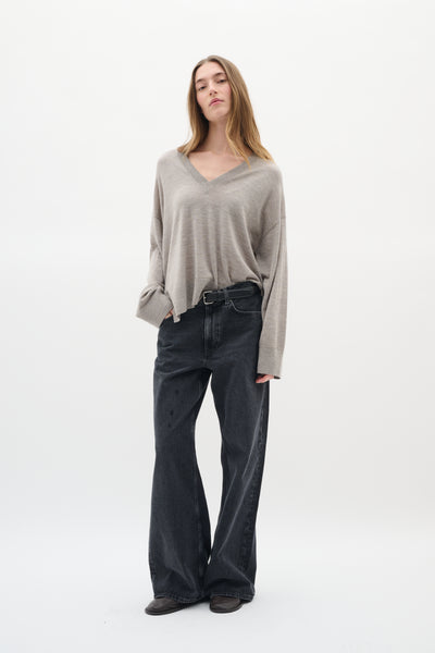In Wear Gito V-neck Pullover, Sandy Grey Melange