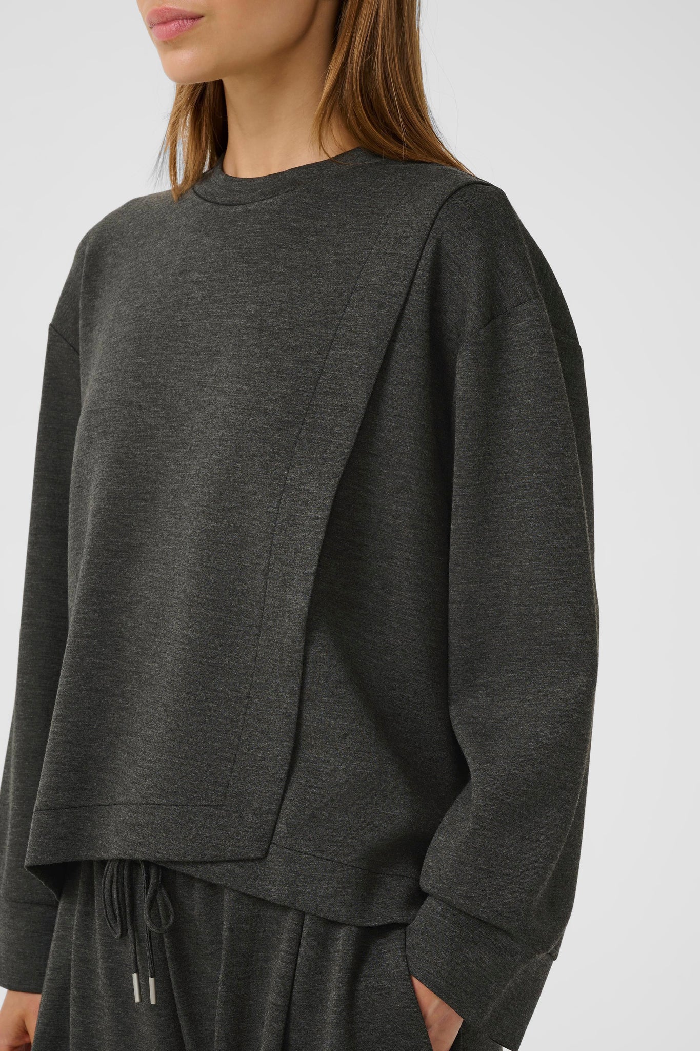In Wear Gida Melange Vincent Sweatshirt, Dark Grey Melange