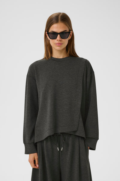 In Wear Gida Melange Vincent Sweatshirt, Dark Grey Melange