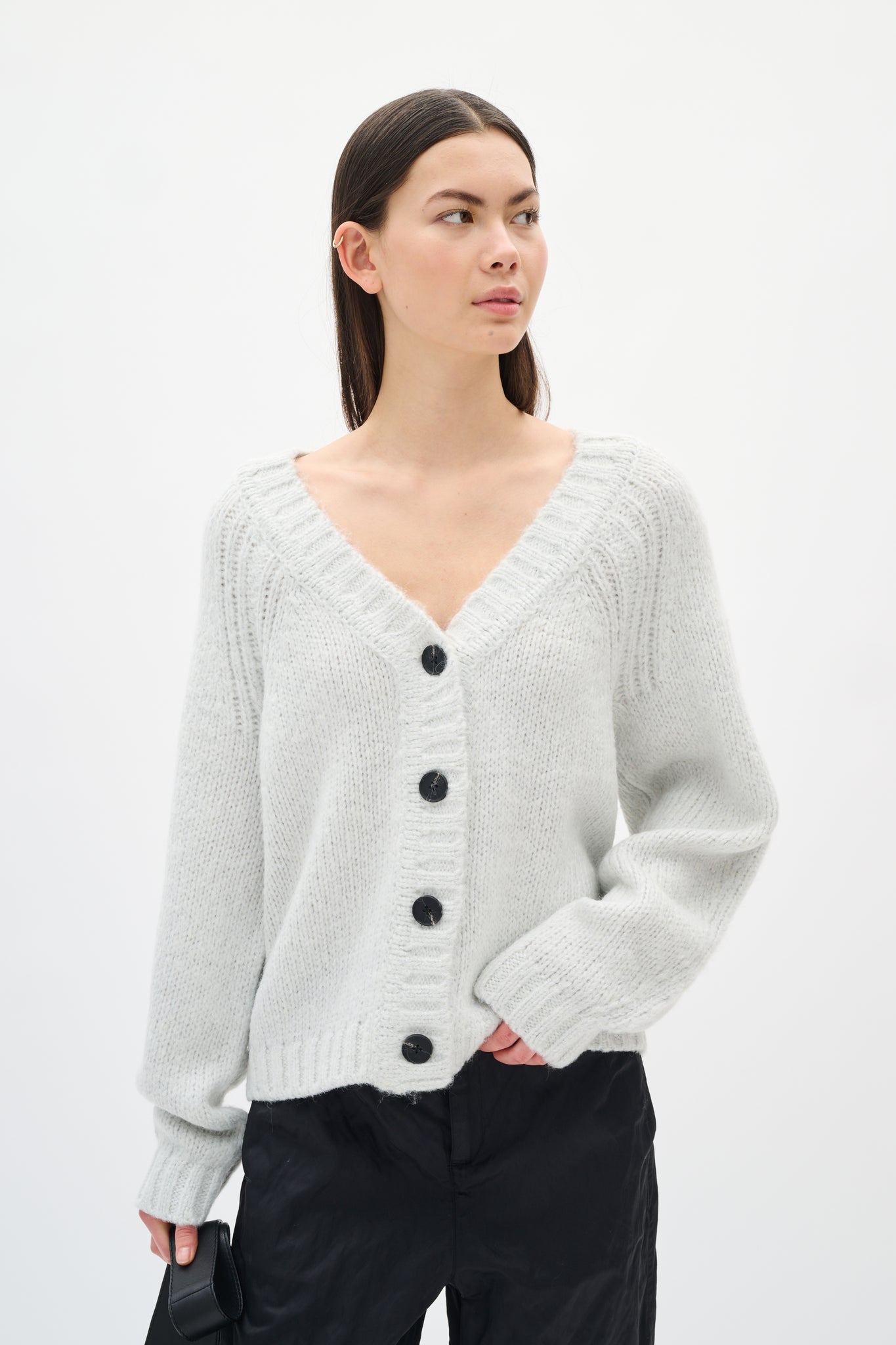 In Wear Troa Cardigan, Whisper White (Silvery Grey)