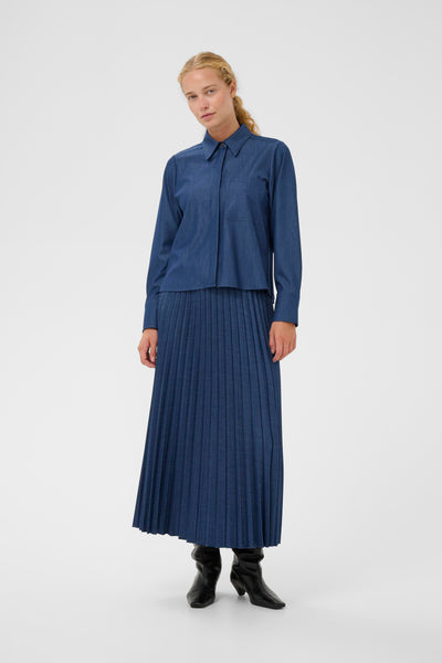 In Wear Cherrie Pleated Skirt, Dark Denim