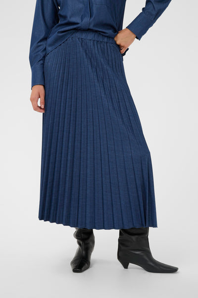 In Wear Cherrie Pleated Skirt, Dark Denim