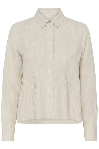 In Wear Dilana Linen Pleated Shirt, Ecru Melange