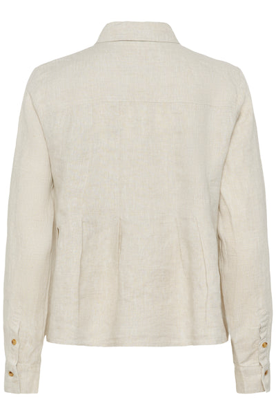 In Wear Dilana Linen Pleated Shirt, Ecru Melange