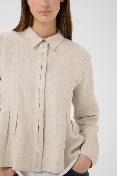 In Wear Dilana Linen Pleated Shirt, Ecru Melange