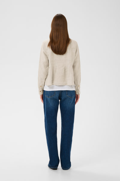 In Wear Dilana Linen Pleated Shirt, Ecru Melange