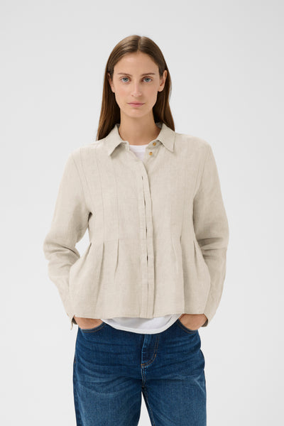In Wear Dilana Linen Pleated Shirt, Ecru Melange