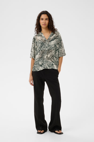 In Wear Lyon Black Wavey Top - Flax In Bloom