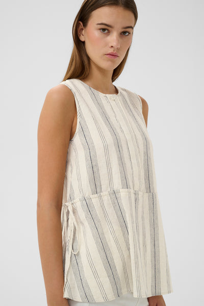 In Wear Rowan Linen Drawstring Top, Stripe