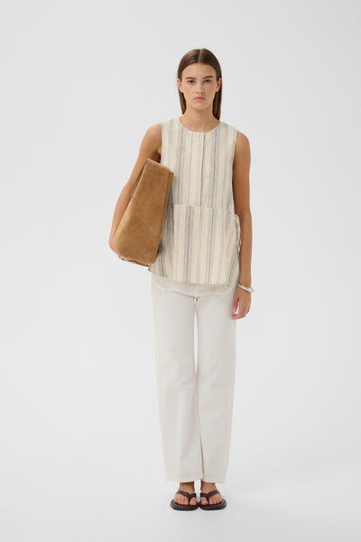 In Wear Rowan Linen Drawstring Top, Stripe