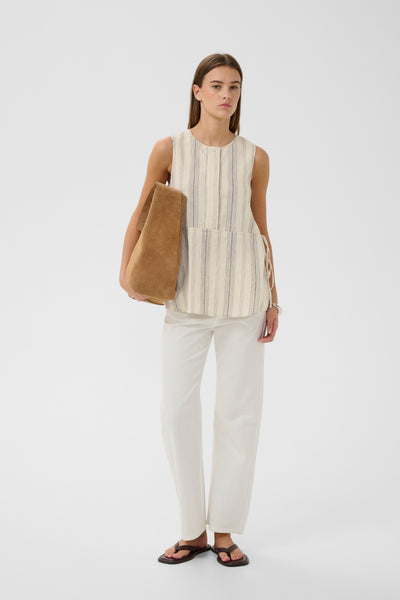 In Wear Rowan Linen Drawstring Top, Stripe
