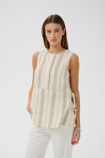 In Wear Rowan Linen Drawstring Top, Stripe