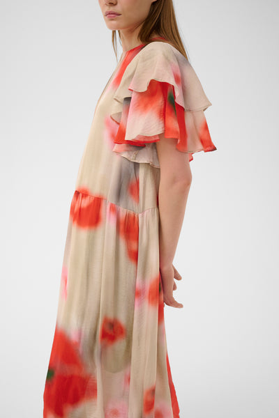 In Wear Reagan Dress, Large Poppies Red