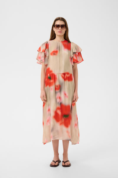 In Wear Reagan Dress, Large Poppies Red