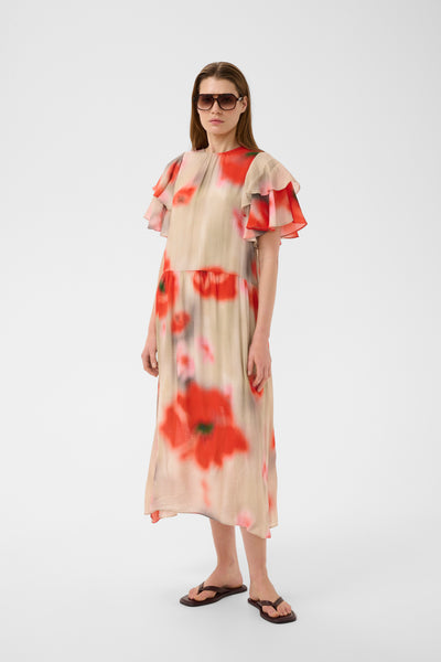 In Wear Reagan Dress, Large Poppies Red