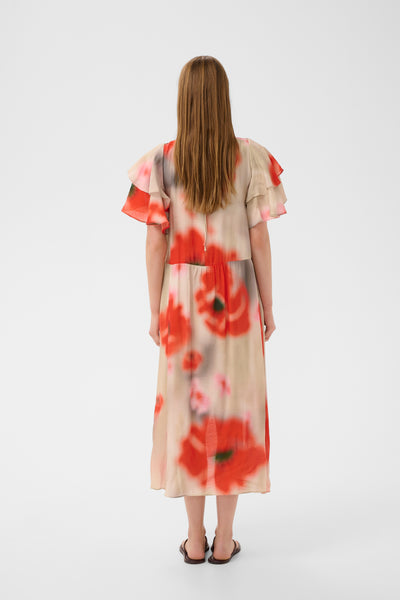 In Wear Reagan Dress, Large Poppies Red