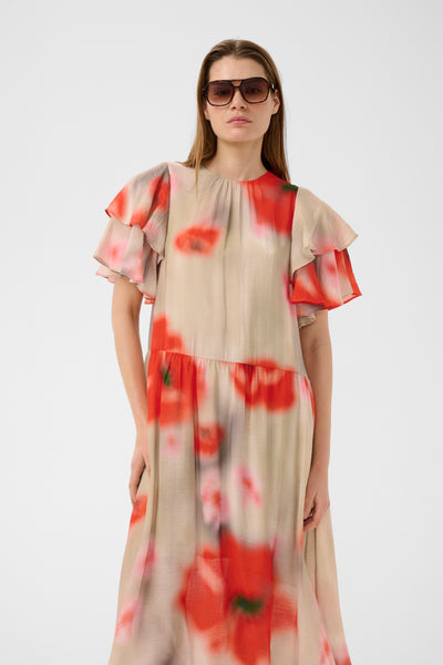 In Wear Reagan Dress, Large Poppies Red