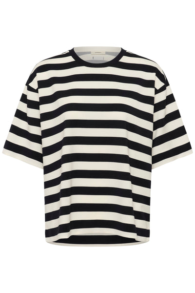 In Wear Elora Pannie Striped T-Shirt, Black/Whisper White