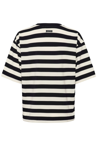 In Wear Elora Pannie Striped T-Shirt, Black/Whisper White