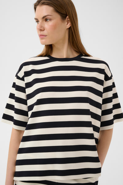 In Wear Elora Pannie Striped T-Shirt, Black/Whisper White