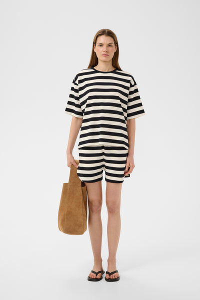 In Wear Elora Pannie Striped T-Shirt, Black/Whisper White