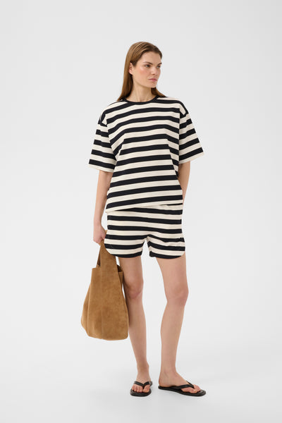 In Wear Elora Pannie Striped T-Shirt, Black/Whisper White