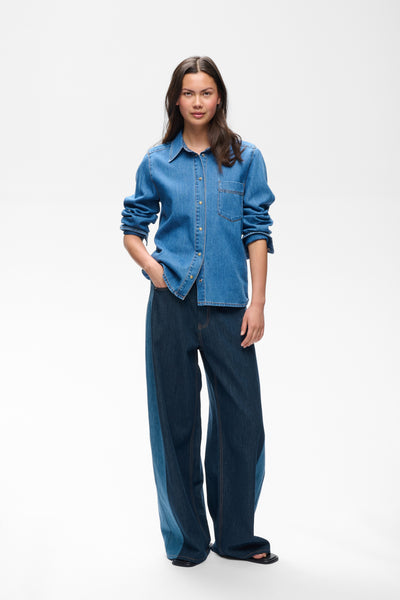 In Wear Glenna Barrel Jeans, Denim Mix Blue