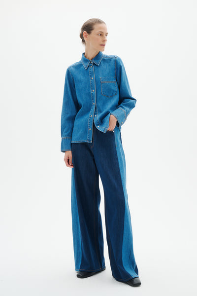 In Wear Glenna Barrel Jeans, Denim Mix Blue
