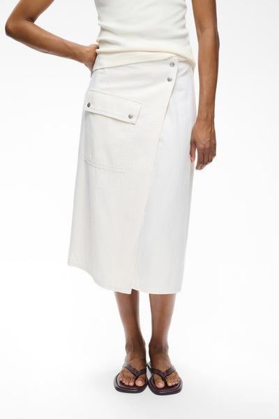 In Wear Gladys Denim Wrap Skirt, Ecru Melange