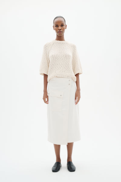 In Wear Gladys Denim Wrap Skirt, Ecru Melange