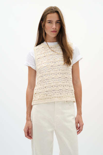 In Wear Nete Knitted Top, Ecru