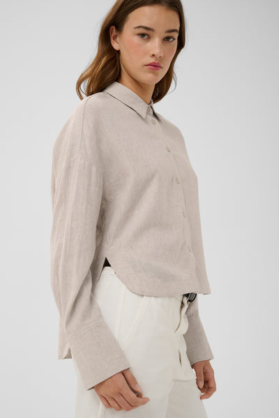 In Wear Rowan Neola Linen Blend Shirt, Ecru