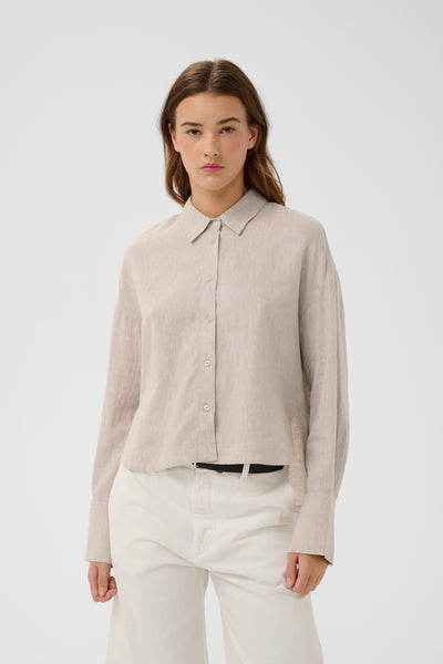 In Wear Rowan Neola Linen Blend Shirt, Ecru